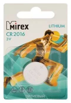 Батарейка литиевая Mirex, Cr2016-1bl, 3В, блистер, 1 шт.