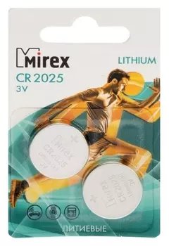Батарейка литиевая Mirex, Cr2025-2bl, 3В, блистер, 2 шт.