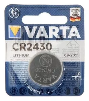 Батарейка литиевая Varta, Cr2430-1bl, 3В, блистер, 1 шт.