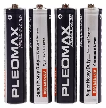 Батарейка солевая Pleomax Super Heavy Duty, Aaa, R03-4s, 1.5в, спайка, 4 шт.