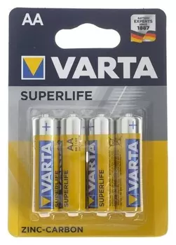 Батарейка солевая Varta Superlife, AA, R6-4bl, 1.5в, блистер, 4 шт.