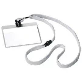 Бейджи горизонтальные (60х90 мм), комплект 10 шт., на серой ленте, 44 см, Durable