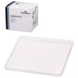 Бейджи горизонтальные (60х90 мм), комплект 20 шт., прозрачные, Durable