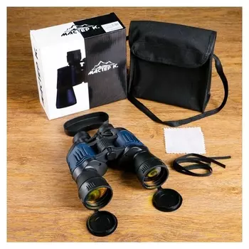 Бинокль 7х50, мастер К. черный, линзы рубин, с зелёной вставкой