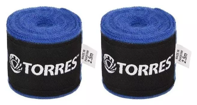 Бинт боксерский эластичный Torres, длина 2,5 м, ширина 5 см, 1 пара, цвет синий