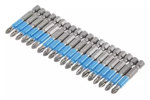 Биты Tundra, сталь S2, пластиковая коробка, PH2 х 50 мм, 20 шт.