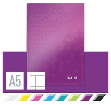 Бизнес-тетрадь Leitz Wow, А5, 80л, тверд.переплет, кл., лиловый 46281062