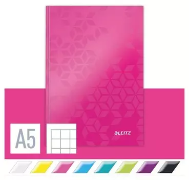 Бизнес-тетрадь Leitz Wow, А5, 80л, тверд. переплет, кл., розовый 46281023
