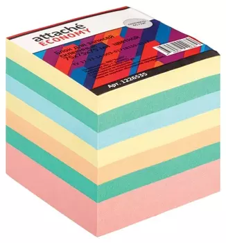 Блок для записей Attache Economy проклеенный 7,5х7,5х7,5, 5 цветов, 65 г