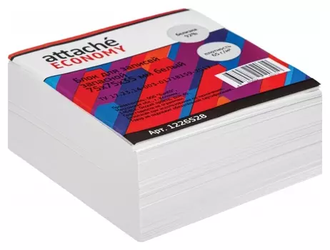 Блок для записей Attache Economy запасной 7,5х7,5х3,5, белый, 65 г, 92