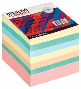 Блок для записей Attache Economy запасной 8х8х8, 5 цветов, 65 г