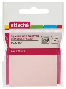 Блок-кубик Attache с клеев.краем 51х51 розовый 100л.