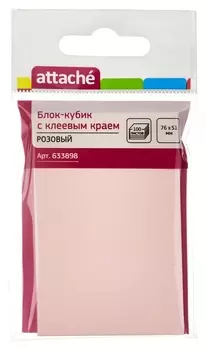 Блок-кубик Attache с клеев.краем 76х51 розовый 100л.