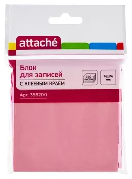 Блок-кубик Attache с клеев.краем 76х76 розовый 100л.