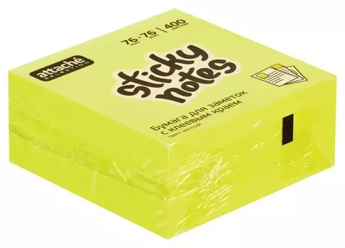 Блок-кубик Attache Selection куб 76х76, желтый неон 400 л