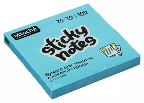 Блок-кубик Attache Selection с клеев. краем 76х76, неон, голубой 100л