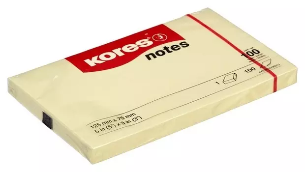 Блок-кубик Kores бум.для зам. 125х75 желтая 100л. ?46125