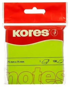 Блок-кубик Kores бум.для зам. 75х75 неон. зеленая 100л. 47075 (47077/47075)