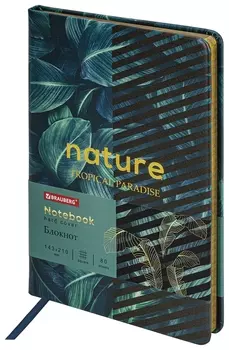 Блокнот А5 (143x210 мм), Brauberg Vista "Nature", под кожу, твердый, срез фольга, 80 л., 112078
