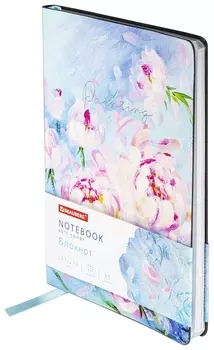 Блокнот А5 (143x210 мм), Brauberg Vista "Pink Flowers", под кожу, гибкий, срез фольга, 80 л., 112075