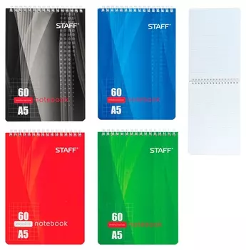 Блокнот А5 60л. гребень Staff, жесткая подложка, клетка