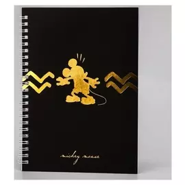 Блокнот А5 на гребне, в твердой обложке с тиснением, 60 листов, Mickey Mouse