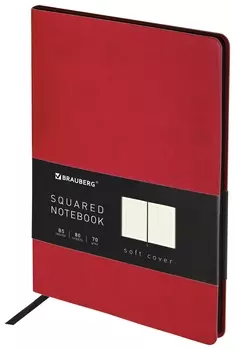Блокнот большой формат (180х250 мм) B5, Brauberg "Metropolis Mix", под кожу 80 л., клетка, красный, 113312