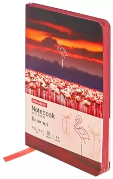 Блокнот малый формат (100х150 мм) А6, Brauberg Vista "Flamingo", под кожу, гибкий, тиснение фольга, 80 л., 112099