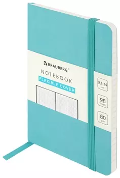 Блокнот малый формат (96х140 мм) А6, Brauberg Ultra, под кожу, 80 г/м2, 96 л., клетка, бирюзовый, 113027