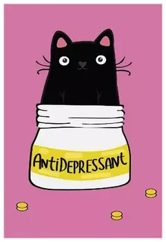 Блокнот с гелевой обложкой малый формат (110х145 мм) А6, 56 л., скоба, Centrum, кот-антидепрессант, 84235