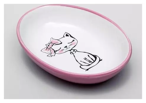Блюдце керамическое "Милая киса", 15,7 х 11,3 х 3,8 см