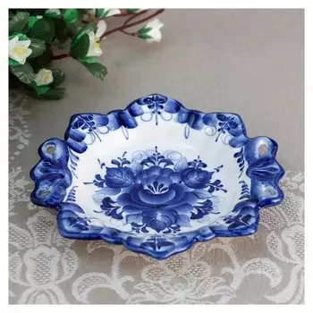 Блюдо "Бант", 17.5х18х3 см, гжель