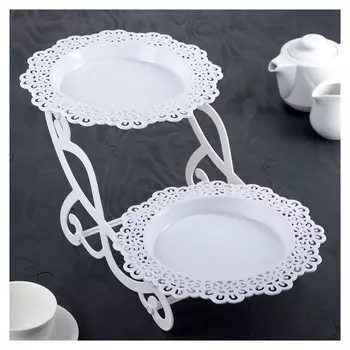 Блюдо для торта и пирожных двухъярусное D=24 см, 34х26х20 см