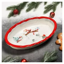 Блюдо для запекания доляна «Снеговик», 28×17×4,9 см