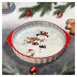 Блюдо для запекания доляна «Снеговик со зверятами», 28,8×25×4,3 см