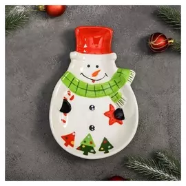 Блюдо доляна «Снеговик», 18,5×12,5×2,5 см