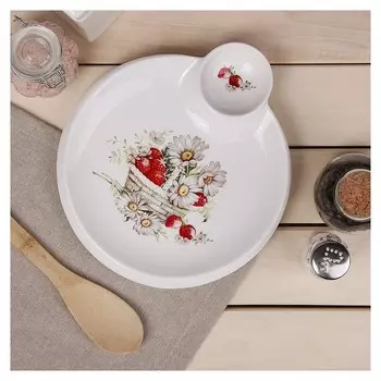 Блюдо круглое с соусником «Ромашки», 23×20×2 см