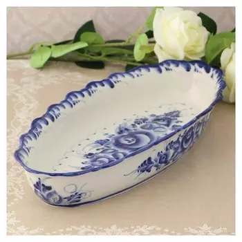 Блюдо «Лоток», глубокий, 36х17х6 см, гжель