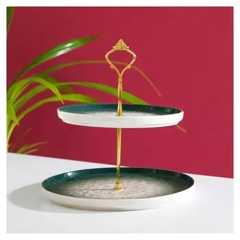 Блюдо «Марлет», 25/20×22 см, 2 яруса, цвет зелёный