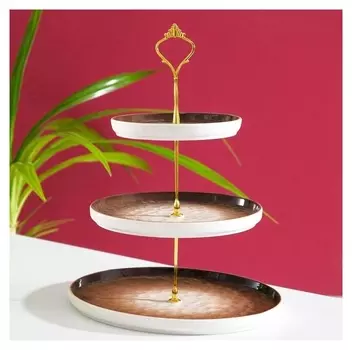 Блюдо «Марлет», 25,5/20/15×34,5 см, 3 яруса, цвет коричневый