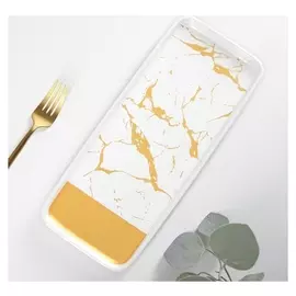 Блюдо прямоугольное Gold, 31×12,5×3 см, цвет белый мрамор