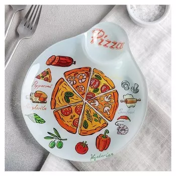 Блюдо с соусником 22х19 см "Пицца"