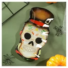 Блюдо сервировочное доляна «Хэллоуин. череп в шляпе», 20×10,5×1,8 см