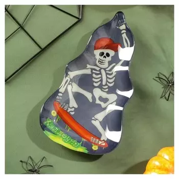 Блюдо сервировочное доляна «Хэллоуин. скелет», 20×11,2×1,8 см