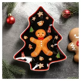 Блюдо сервировочное доляна «Новый год. пряничное волшебство», 21×17×2,2 см