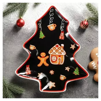 Блюдо сервировочное доляна «Новый год. пряничное волшебство», 29×24×2,6 см