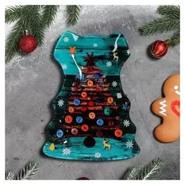 Блюдо сервировочное «Ёлочка с бантом», 21×16×1,8 см