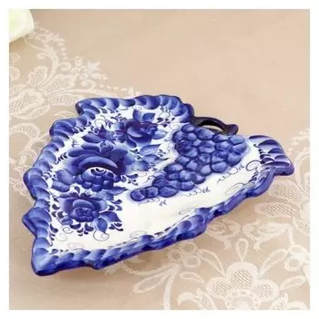 Блюдо «Виноградный лист», 22×19×3,5, гжель