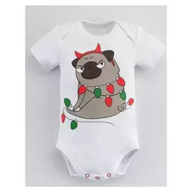 Боди крошка Я "НГ мопс", рост 62-68 см, белый