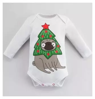 Боди с дл. рукавом крошка Я "Мопс", рост 68-74 см, белый